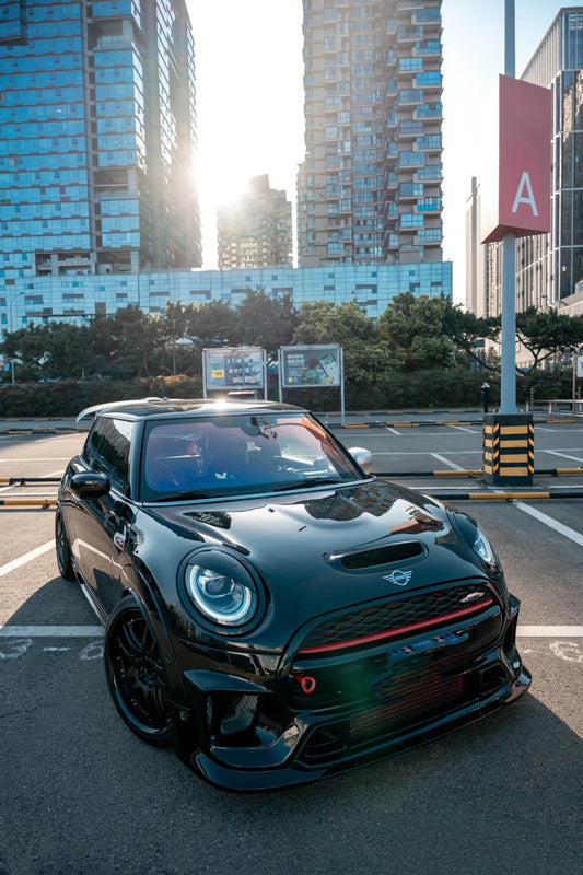 MINI Cooper JCW (John Cooper Works) S Base F56 2014 2015 2016 2017 2018 Pre-LCI & 2019 2020 2021 First LCI & 2022-ON Second LCI with Aftermarket Parts - Garbino Style Front Bumper Carbon Fiber / FRP from G Performance