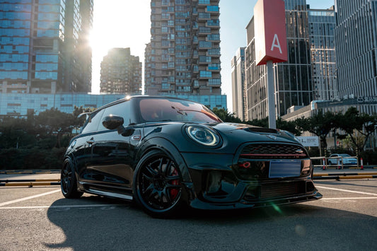 MINI Cooper JCW (John Cooper Works) S Base F56 2014 2015 2016 2017 2018 Pre-LCI & 2019 2020 2021 First LCI & 2022-ON Second LCI with Aftermarket Parts - Garbino Style Front Bumper Carbon Fiber / FRP from G Performance