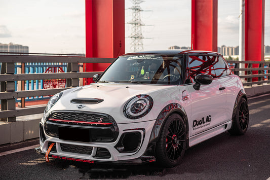 MINI Cooper JCW (John Cooper Works) S Base F56 2014 2015 2016 2017 2018 Pre-LCI & 2019 2020 2021 First LCI & 2022-ON Second LCI with Aftermarket Parts - Garbino Style Front Bumper Carbon Fiber / FRP from G Performance