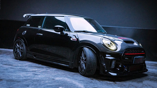 MINI Cooper JCW (John Cooper Works) S Base F56 2014 2015 2016 2017 2018 Pre-LCI & 2019 2020 2021 First LCI & 2022-ON Second LCI with Aftermarket Parts - Garbino Style Front Bumper Carbon Fiber / FRP from G Performance