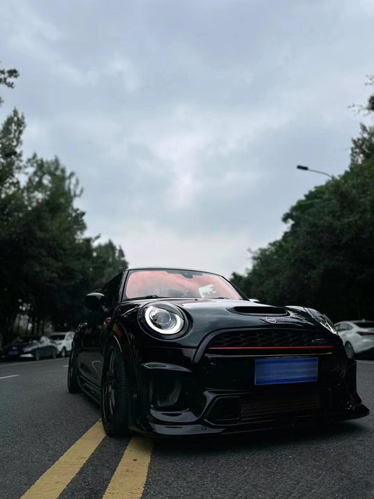 MINI Cooper JCW (John Cooper Works) S Base F56 2014 2015 2016 2017 2018 Pre-LCI & 2019 2020 2021 First LCI & 2022-ON Second LCI with Aftermarket Parts - Garbino Style Front Bumper Carbon Fiber / FRP from G Performance