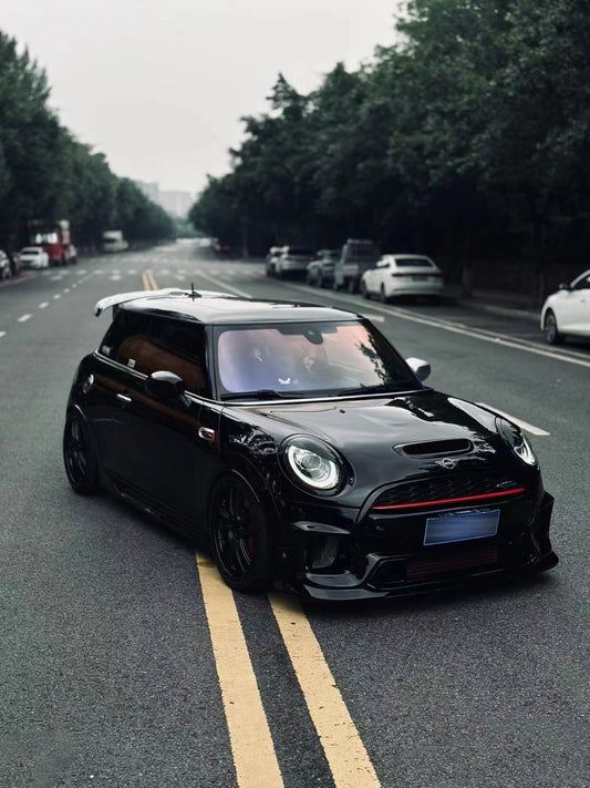 MINI Cooper JCW (John Cooper Works) S Base F56 2014 2015 2016 2017 2018 Pre-LCI & 2019 2020 2021 First LCI & 2022-ON Second LCI with Aftermarket Parts - Garbino Style Front Bumper Carbon Fiber / FRP from G Performance