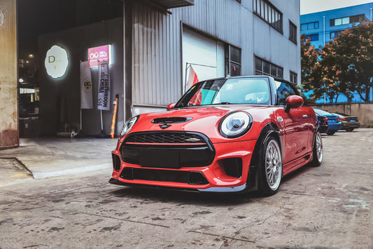 MINI Cooper JCW (John Cooper Works) S Base F56 2014 2015 2016 2017 2018 Pre-LCI & 2019 2020 2021 First LCI & 2022-ON Second LCI with Aftermarket Parts - Garbino Style Front Bumper Carbon Fiber / FRP from G Performance