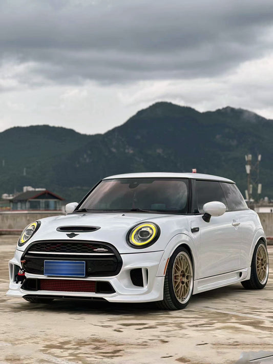 MINI Cooper JCW (John Cooper Works) S Base F56 2014 2015 2016 2017 2018 Pre-LCI & 2019 2020 2021 First LCI & 2022-ON Second LCI with Aftermarket Parts - Garbino Style Front Bumper Carbon Fiber / FRP from G Performance