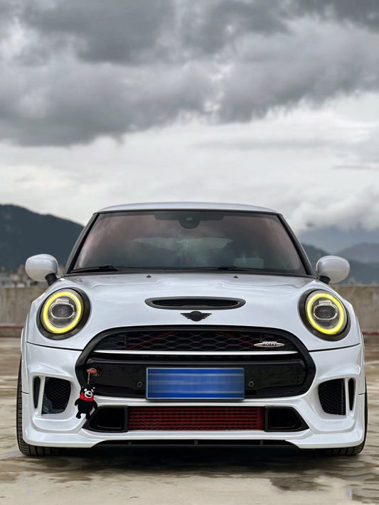 MINI Cooper JCW (John Cooper Works) S Base F56 2014 2015 2016 2017 2018 Pre-LCI & 2019 2020 2021 First LCI & 2022-ON Second LCI with Aftermarket Parts - Garbino Style Front Bumper Carbon Fiber / FRP from G Performance