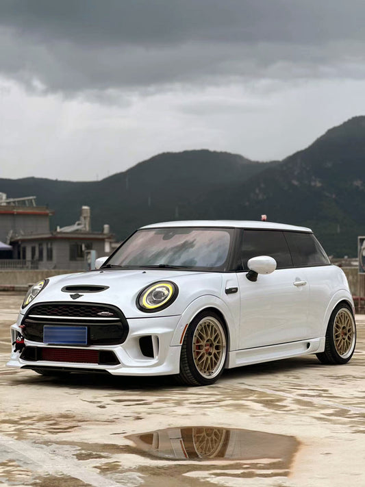 MINI Cooper JCW (John Cooper Works) S Base F56 2014 2015 2016 2017 2018 Pre-LCI & 2019 2020 2021 First LCI & 2022-ON Second LCI with Aftermarket Parts - Garbino Style Front Bumper Carbon Fiber / FRP from G Performance