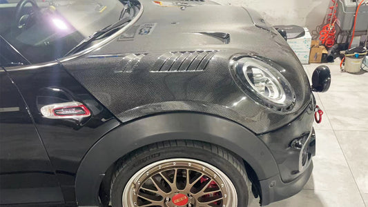 MINI Cooper JCW (John Cooper Works) S Base F56 & 2014 2015 2016 2017 2018 Pre-LCI & 2019 2020 2021 First LCI & 2022-ON Second LCI with Aftermarket Parts - AG Style Hood Carbon Fiber / FRP from G Performance
