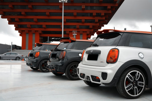 MINI Cooper JCW (John Cooper Works) S Base F56 2014 2015 2016 2017 2018 Pre-LCI & 2019 2020 2021 First LCI & 2022-ON Second LCI with Aftermarket Parts - Garbino Style Rear Bumper Carbon Fiber / FRP from G Performance