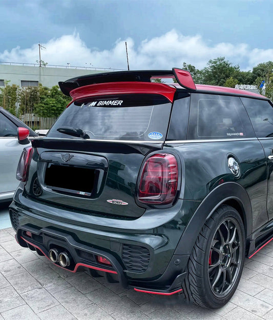 MINI Cooper JCW (John Cooper Works) S Base F56 2014 2015 2016 2017 2018 Pre-LCI & 2019 2020 2021 First LCI & 2022-ON Second LCI with Aftermarket Parts - Garbino Style Rear Bumper Carbon Fiber / FRP from G Performance