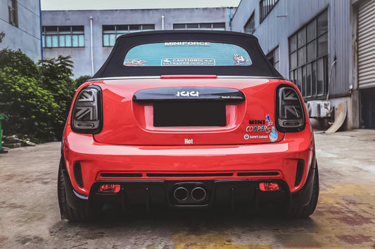 MINI Cooper JCW (John Cooper Works) S Base F56 2014 2015 2016 2017 2018 Pre-LCI & 2019 2020 2021 First LCI & 2022-ON Second LCI with Aftermarket Parts - Garbino Style Rear Bumper Carbon Fiber / FRP from G Performance