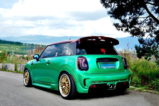 MINI Cooper JCW (John Cooper Works) S Base F56 2014 2015 2016 2017 2018 Pre-LCI & 2019 2020 2021 First LCI & 2022-ON Second LCI with Aftermarket Parts - Garbino Style Rear Bumper Carbon Fiber / FRP from G Performance