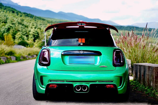 MINI Cooper JCW (John Cooper Works) S Base F56 2014 2015 2016 2017 2018 Pre-LCI & 2019 2020 2021 First LCI & 2022-ON Second LCI with Aftermarket Parts - Garbino Style Rear Bumper Carbon Fiber / FRP from G Performance