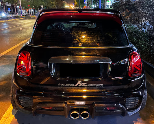MINI Cooper JCW (John Cooper Works) S Base F56 2014 2015 2016 2017 2018 Pre-LCI & 2019 2020 2021 First LCI & 2022-ON Second LCI with Aftermarket Parts - AG Style Rear Roof Spoiler Partial Carbon Fiber from G Performance
