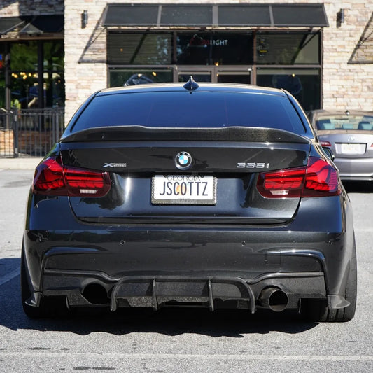 BMW 3 Series 340i 335i 330i 328i 320i 318i 335d 330d 325d 320d 318d 316d F30 Sedan 2012 2013 2014 2015 2016 2017 2018 2019 with Aftermarket Parts - Rear Lip Spoiler Carbon Fiber from Geex Village