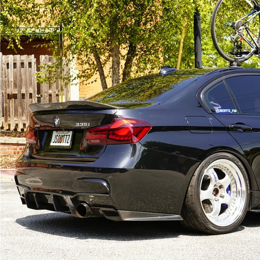 BMW 3 Series M Sport 340i 335i F30 2012 2013 2014 2015 2016 2017 2018 2019 with Aftermarket Parts - Rear Diffuser & Rear Diffuser Undertray Carbon Fiber from Geex Village