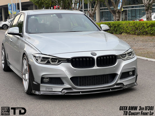 BMW 3 Series M Sport 340i 335i F30 2012 2013 2014 2015 2016 2017 2018 2019 with Aftermarket Parts - V2 Front Bumper Air Diverter Canards & Front Lip Carbon Fiber/FRP from Geex Village