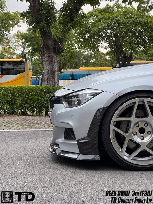 BMW 3 Series M Sport 340i 335i F30 2012 2013 2014 2015 2016 2017 2018 2019 with Aftermarket Parts - V2 Front Bumper Air Diverter Canards & Front Lip Carbon Fiber/FRP from Geex Village