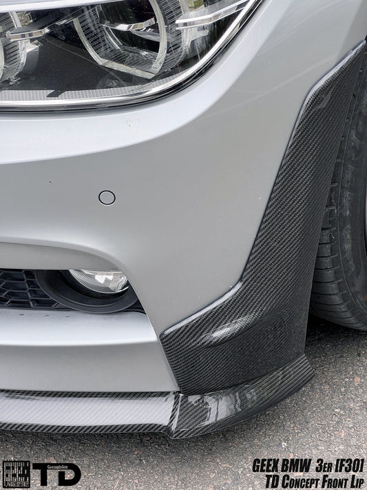 BMW 3 Series M Sport 340i 335i F30 2012 2013 2014 2015 2016 2017 2018 2019 with Aftermarket Parts - V2 Front Bumper Air Diverter Canards & Front Lip Carbon Fiber/FRP from Geex Village