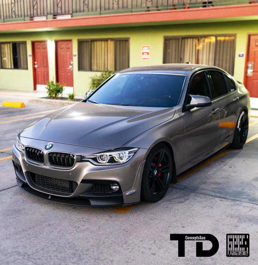 BMW 3 Series M Sport 340i 335i F30 2012 2013 2014 2015 2016 2017 2018 2019 with Aftermarket Parts - V2 Front Bumper Air Diverter Canards & Front Lip Carbon Fiber/FRP from Geex Village