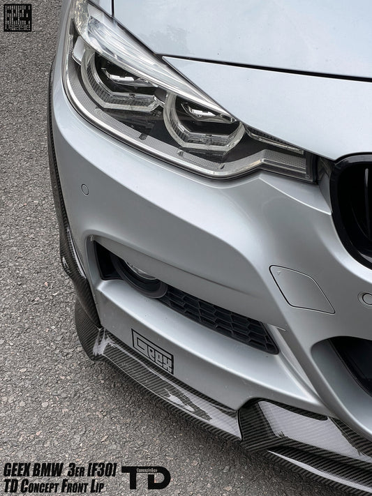 BMW 3 Series M Sport 340i 335i F30 2012 2013 2014 2015 2016 2017 2018 2019 with Aftermarket Parts - V2 Front Bumper Air Diverter Canards & Front Lip Carbon Fiber/FRP from Geex Village