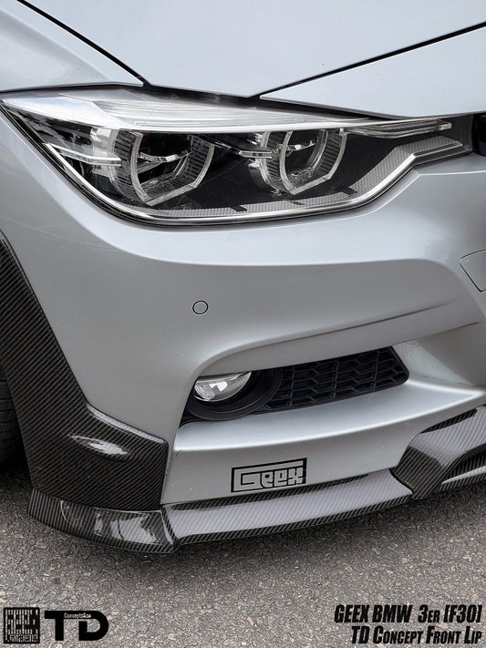 BMW 3 Series M Sport 340i 335i F30 2012 2013 2014 2015 2016 2017 2018 2019 with Aftermarket Parts - V2 Front Bumper Air Diverter Canards & Front Lip Carbon Fiber/FRP from Geex Village