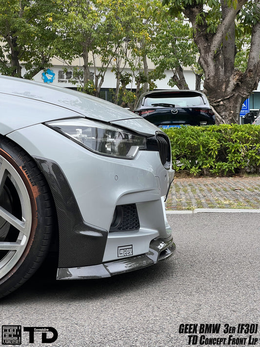 BMW 3 Series M Sport 340i 335i F30 2012 2013 2014 2015 2016 2017 2018 2019 with Aftermarket Parts - V2 Front Bumper Air Diverter Canards & Front Lip Carbon Fiber/FRP from Geex Village