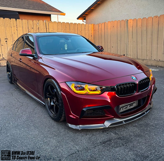 BMW 3 Series M Sport 340i 335i F30 2012 2013 2014 2015 2016 2017 2018 2019 with Aftermarket Parts - V2 Front Bumper Air Diverter Canards & Front Lip Carbon Fiber/FRP from Geex Village