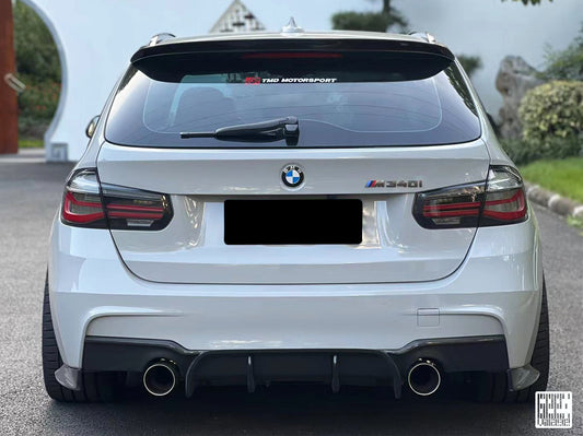 BMW 3 Series M Sport 340i 335i F30 2012 2013 2014 2015 2016 2017 2018 2019 with Aftermarket Parts - Rear Diffuser & Rear Diffuser Undertray Carbon Fiber from Geex Village