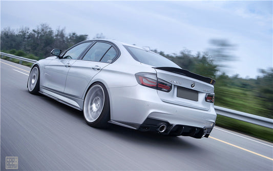 BMW 3 Series M Sport 340i 335i F30 2012 2013 2014 2015 2016 2017 2018 2019 with Aftermarket Parts - Rear Diffuser & Rear Diffuser Undertray Carbon Fiber from Geex Village