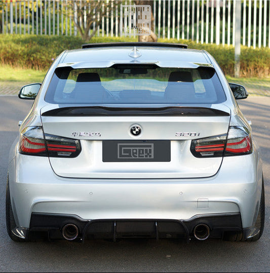 BMW 3 Series M Sport 340i 335i F30 2012 2013 2014 2015 2016 2017 2018 2019 with Aftermarket Parts - Rear Diffuser & Rear Diffuser Undertray Carbon Fiber from Geex Village