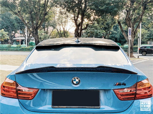 BMW 4 Series 440i 435i 430i 428i F32 Coupe 2014 2015 2016 2017 2018 2019 2020 & M4 F82 Coupe 2014 2015 2016 2017 2018 2019 2020 with Aftermarket Parts - Rear Roof Spoiler Carbon Fiber from Geex Village