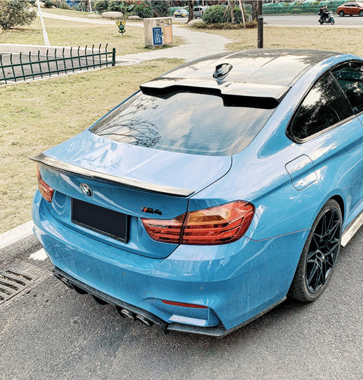 BMW 4 Series 440i 435i 430i 428i F32 Coupe 2014 2015 2016 2017 2018 2019 2020 & M4 F82 Coupe 2014 2015 2016 2017 2018 2019 2020 with Aftermarket Parts - Rear Roof Spoiler Carbon Fiber from Geex Village