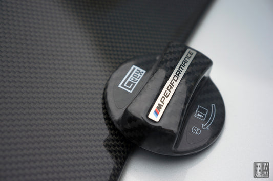 BMW M3 M3C M3CS F80 F81 2014 2015 2016 2017 2018 & M4 M4C M4CS M4CSL F82 F83 2014 2015 2016 2017 2018 2019 2020 with Aftermarket Parts - MP M Performance Style Fuel Filler Cap Carbon Fiber from Geex Village