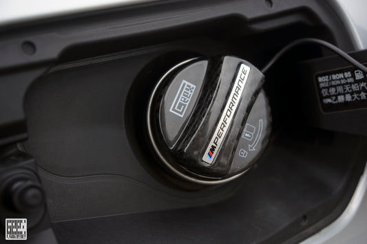 BMW M3 M3C M3CS F80 F81 2014 2015 2016 2017 2018 & M4 M4C M4CS M4CSL F82 F83 2014 2015 2016 2017 2018 2019 2020 with Aftermarket Parts - MP M Performance Style Fuel Filler Cap Carbon Fiber from Geex Village