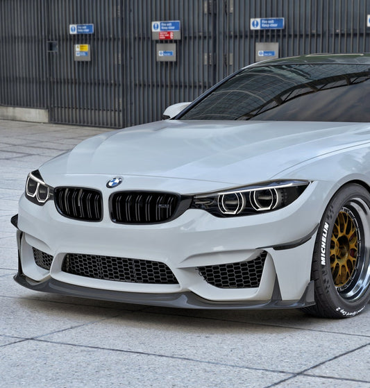 BMW M3CS M3C M3 F81 F80 2014 2015 2016 2017 2018 & M4CS M4C M4 F83 F82 2014 2015 2016 2017 2018 2019 2020 with Aftermarket Parts - Front Lip Carbon Fiber from Geex Village