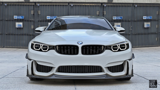 BMW M3CS M3C M3 F81 F80 2014 2015 2016 2017 2018 & M4CS M4C M4 F83 F82 2014 2015 2016 2017 2018 2019 2020 with Aftermarket Parts - Front Lip Carbon Fiber from Geex Village
