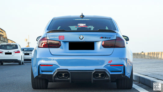 BMW M3CS M3C M3 F81 F80 2014 2015 2016 2017 2018 & M4CS M4C M4 F83 F82 2014 2015 2016 2017 2018 2019 2020 with Aftermarket Parts - Rear Diffuser & Rear Diffuser Undertray Pre-preg Carbon Fiber from Geex Village