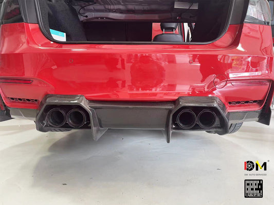 BMW M3CS M3C M3 F81 F80 2014 2015 2016 2017 2018 & M4CS M4C M4 F83 F82 2014 2015 2016 2017 2018 2019 2020 with Aftermarket Parts - Rear Diffuser & Rear Diffuser Undertray Pre-preg Carbon Fiber from Geex Village