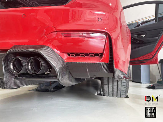 BMW M3CS M3C M3 F81 F80 2014 2015 2016 2017 2018 & M4CS M4C M4 F83 F82 2014 2015 2016 2017 2018 2019 2020 with Aftermarket Parts - Rear Diffuser & Rear Diffuser Undertray Pre-preg Carbon Fiber from Geex Village