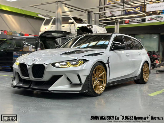 BMW M3CS M3C M3 G80 G81 2021-ON with Aftermarket Parts - Hommage+ Front Fenders Carbon Fiber from Geex Village