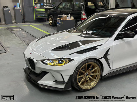 BMW M3CS M3C M3 G80 G81 2021-ON with Aftermarket Parts - Hommage+ Front Fenders Carbon Fiber from Geex Village