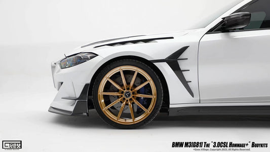 BMW M3CS M3C M3 G80 G81 2021-ON with Aftermarket Parts - Hommage+ Front Fenders Carbon Fiber from Geex Village