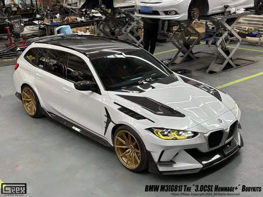 BMW M3CS M3C M3 G80 G81 2021-ON with Aftermarket Parts - Hommage+ Front Fenders Carbon Fiber from Geex Village