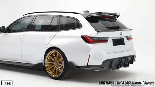 BMW M3CS M3C M3 G81 2021-ON & 3 Series M340i 330i G21 (Fits Both Pre-LCI & LCI) 2019-ON with Aftermarket Parts - Hommage+ Rear Roof Spoiler Carbon Fiber from Geex Village