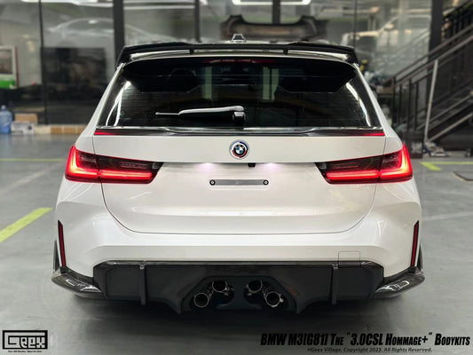 BMW M3CS M3C M3 G81 2021-ON & 3 Series M340i 330i G21 (Fits Both Pre-LCI & LCI) 2019-ON with Aftermarket Parts - Hommage+ Rear Spoiler Carbon Fiber from Geex Village