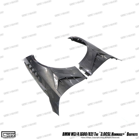 BMW M4CSL M4CS M4C M4 G82 G83 2021-ON with Aftermarket Parts - Hommage+ Front Fenders Carbon Fiber / FRP from Geex Village