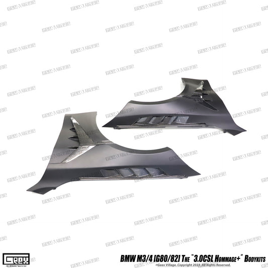 BMW M4CSL M4CS M4C M4 G82 G83 2021-ON with Aftermarket Parts - Hommage+ Front Fenders Carbon Fiber / FRP from Geex Village