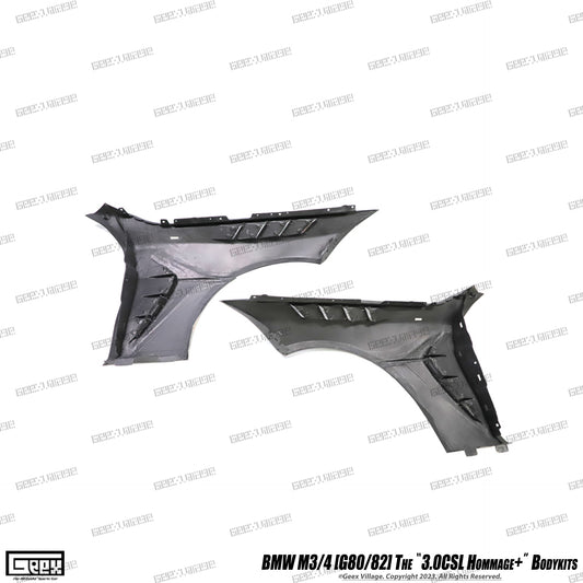 BMW M4CSL M4CS M4C M4 G82 G83 2021-ON with Aftermarket Parts - Hommage+ Front Fenders Carbon Fiber / FRP from Geex Village