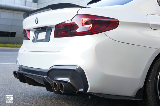 BMW M5C M5 F90 2018 2019 2020 2021 2022 2023 2024 & 5 Series M550 540 G30 2017 2018 2019 2020 2021 2022 2023 (Fits both Pre-LCI & LCI) with Aftermarket Parts - Rear Canards Carbon Fiber from Geex Village