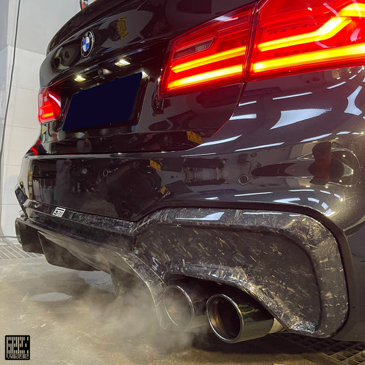 BMW M5C M5 F90 2018 2019 2020 2021 2022 2023 2024 & 5 Series M550 540 G30 2017 2018 2019 2020 2021 2022 2023 (Fits both Pre-LCI & LCI) with Aftermarket Parts - Rear Diffuser & Undertray Carbon Fiber from Geex Village